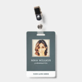 Badge d'identification d'entreprise de photo sur t (Avant avec clip)