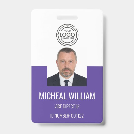 Badge d'identification d'entreprise violet (Avant)