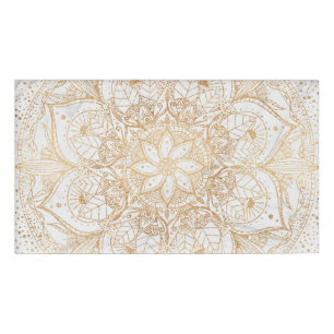 Badge D'identification Design en marbre de Mandala Floral Gold tendance