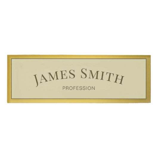 Badge D'identification Design moderne Beige Ecru Or Unique Professionnel (Devant)