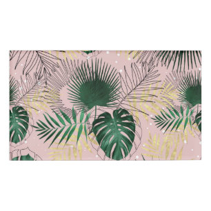 Badge D'identification Design moderne or tropical feuilles et doddles