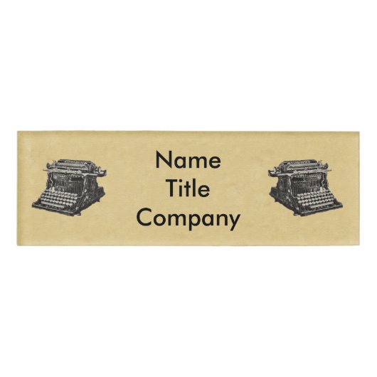 Badge D'identification Dessin de machines à écrire noires de l'ancien tem (Devant)