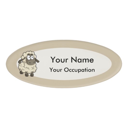 Badge D'identification Dessin en mouton beige (Devant)