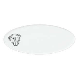 Badge D'identification dessin pitbull simple amoureux des chiens noir bla