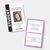 Badge d'identification d'étudiant à domicile (Avant & arrière)