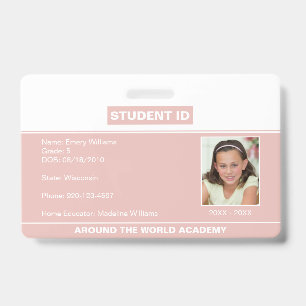 Badge d'identification d'étudiant à domicile Rose