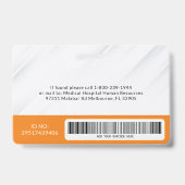 Badge d'identification d'hôpital avec code-barres (Arrière)