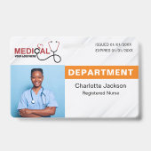 Badge d'identification d'hôpital avec code-barres (Avant)