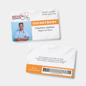 Badge d'identification d'hôpital avec code-barres (Avant & arrière)