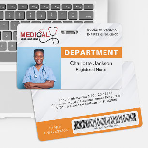 Badge d'identification d'hôpital avec code-barres