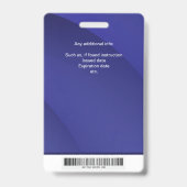 Badge d'identification d'hôpital bleu avec photo e (Arrière)