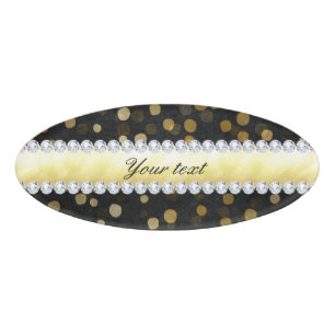 Badge D'identification Diamants noirs de confettis d'or de tableau