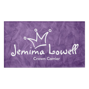 Badge D'identification Drôle Couronne blanche + votre backgr. & texte