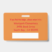 badge d'identification du bibliothécaire de l'écol (Dos)