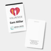 Badge d'identification du bureau médical bénévole (Avant & arrière)