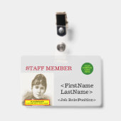 Badge d'identification du membre du personnel nost (Avant avec clip)