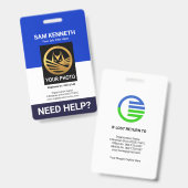 Badge d'identification du personnel médical à colo (Avant & arrière)