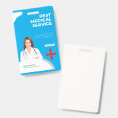 Badge d'identification du service médical bleu pro (Avant & arrière)