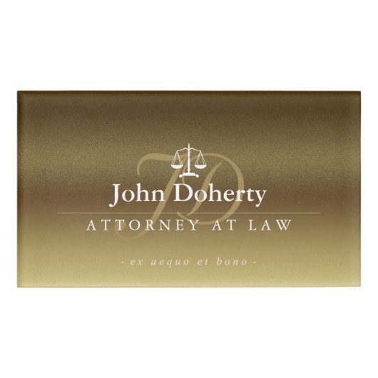 Badge D'identification Échelles d'or élégant de la justice | (Devant)