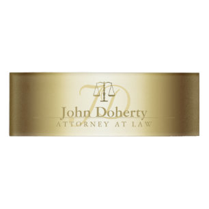 Badge D'identification Échelles élégantes d'or de l'avocat de justic