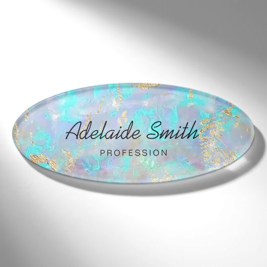 Badge D'identification effet opale bleue (Devant)