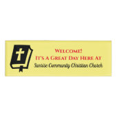 Badge D'identification Église chrétienne moderne Greeter Usher Nom jaune (Devant)