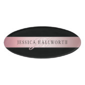 Badge D'identification Elégant Blush Faux Rose Gold | Nom et initiales v2 (Devant)