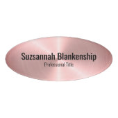 Badge D'identification Élégant brossé rose Faux métal professionnel (Devant)
