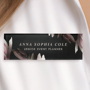 Badge D'identification Élégant Chic Flowers Employé