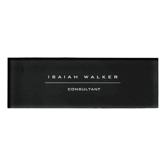 Badge D'identification Élégant Chic Plain Unique Spécial Noir & Blanc (Devant)