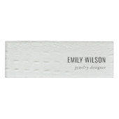 Badge D'identification Elégant Classy Simple Ivory Blanc Cuir Texture (Devant)