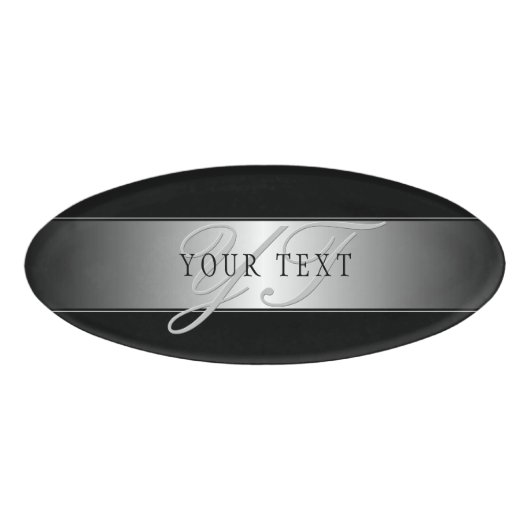 Badge D'identification Élégant écriture de script de monogramme modifiabl (Devant)