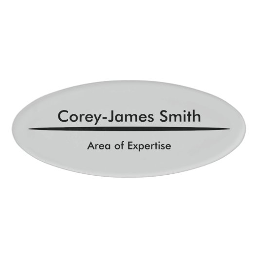 Badge D'identification Elégant Gris Noir Expertise professionnelle & Oval (Devant)