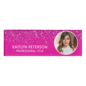 Badge D'identification Elegant Hot Pink Glitter Employee Photo ID (Devant)