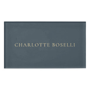 Badge D'identification Élégant Minimaliste Classique Charbon Professionne