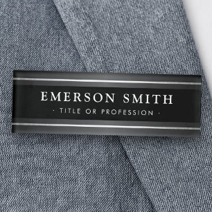 Badge D'identification Élégant moderne noir et gris