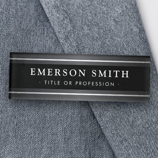 Badge D'identification Élégant moderne noir et gris
