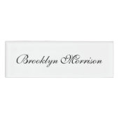 Badge D'identification Élégant noir blanc nom de script personnalisé text (Devant)