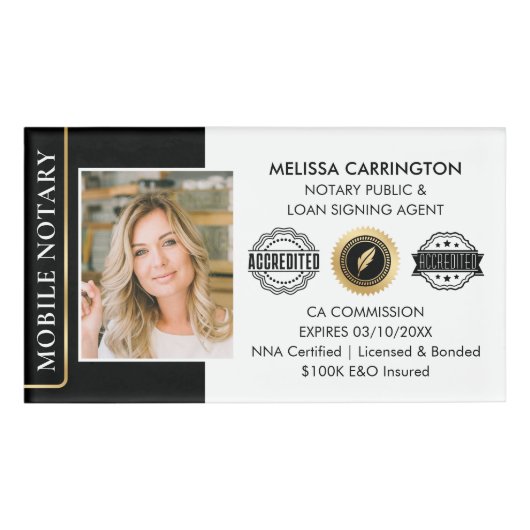 Badge D'identification Élégant notaire Agent de signature de prêt public (Devant)