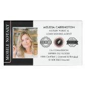 Badge D'identification Élégant Notaire Public Noir Rose Or (Devant)