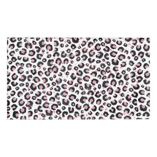 Badge D'identification Élégant Rose Léopard Noir Motif (Devant)