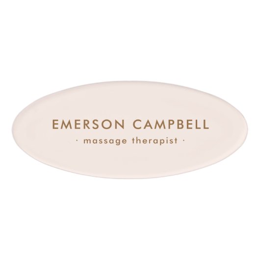 Badge D'identification Élégant salon rose clair et tendance spa (Devant)