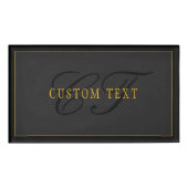 Badge D'identification Elegant Script Monogram Black & Gold (Devant)