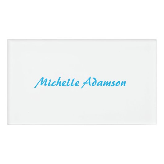 Badge D'identification Élégant style rétro Ciel bleu blanc (Devant)