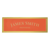 Badge D'identification Élégant Tangerine Tango Orange & Gold Professionne (Devant)