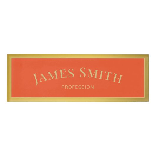 Badge D'identification Élégant Tangerine Tango Orange & Gold Professionne (Devant)