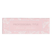 Badge D'identification Elegant White Butterflies Rose Design (Devant)