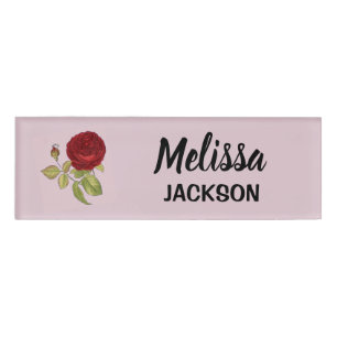 Badge D'identification Élégante rose rose rose rose rose rouge