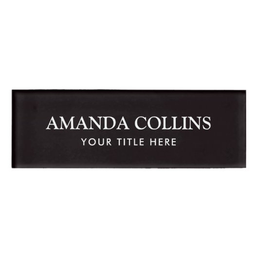 Badge D'identification Élégantes étiquettes de nom magnétique noir (Devant)