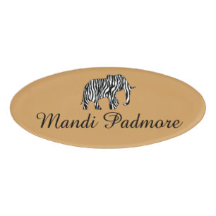 Badge D'identification Elephant avec Zebra Stripes + vos idées